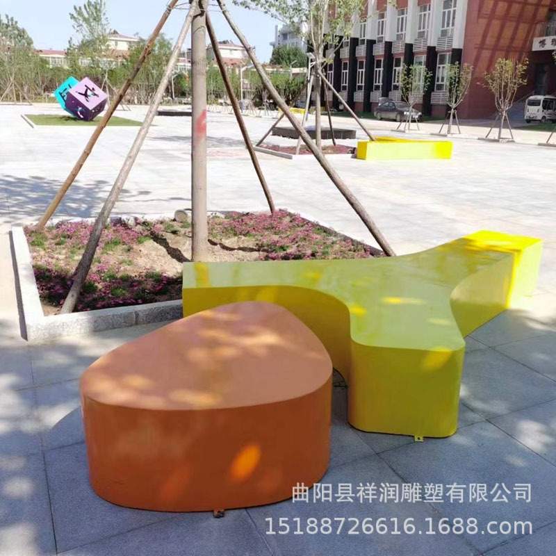 玻璃钢座凳户外休闲座椅创意长凳树池树脂卡通字母坐凳商场景观
