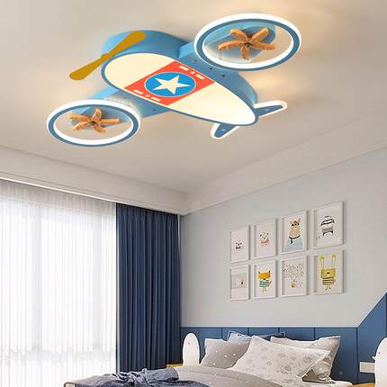 飞机led儿童间房吸顶灯男飞机灯女孩吸孩顶卡通创意房飞机吸顶灯