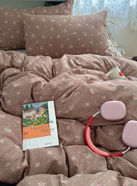 清新四件套水洗棉床单被小套肤亲柔肤软亲被罩学生宿FZP舍床上三