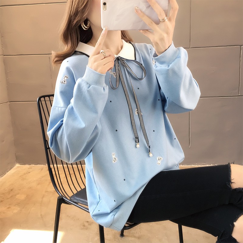 2020早秋f装新款韩版大码胖mm长袖卫衣女士宽松薄款学生秋衣外套