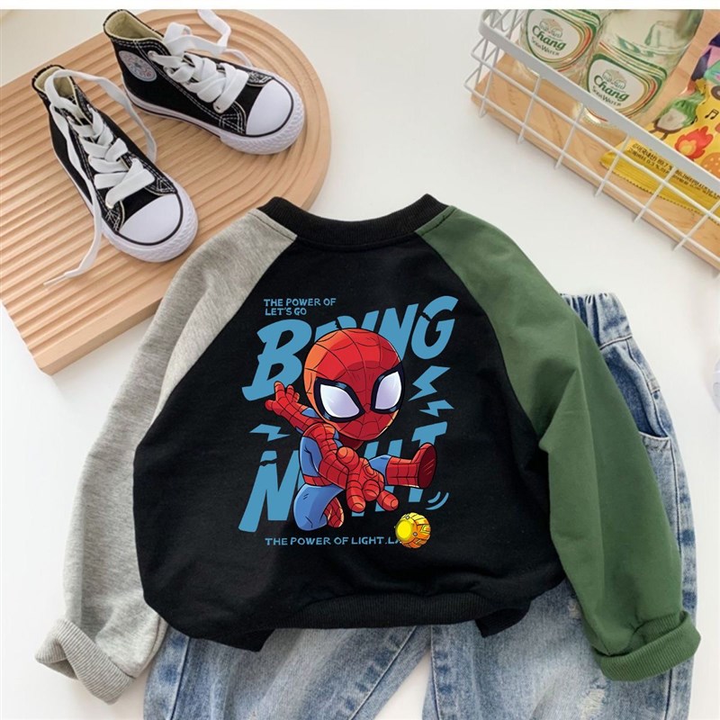 男童2024f春秋新款蜘蛛侠宽松卫衣宝宝韩版卡通洋气休闲儿童上衣