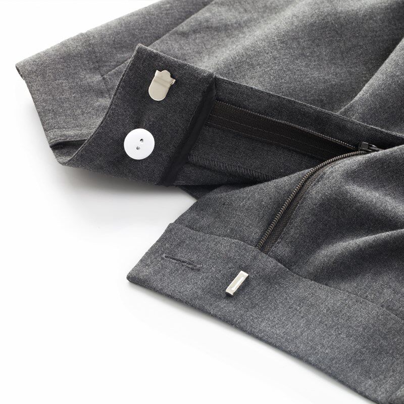 欧小仓中性帅气灰色l直筒西装裤 职业宽松长裤吸烟西服烟管裤1.0