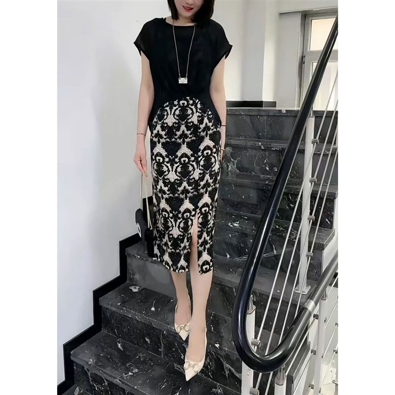 2024年夏f季新款时尚气质显瘦套装女短袖上衣吊带连衣裙休闲两件