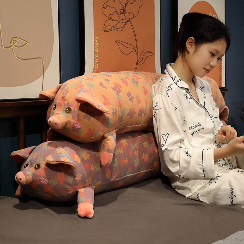 三层纱猪猪抱f枕女生睡觉长条枕夹腿可拆洗猪玩偶公仔大号毛绒玩