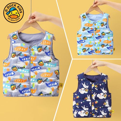 哈罗小黄鸭儿童羽绒马甲轻薄秋冬季男女童M背心内穿宝宝羽绒服坎