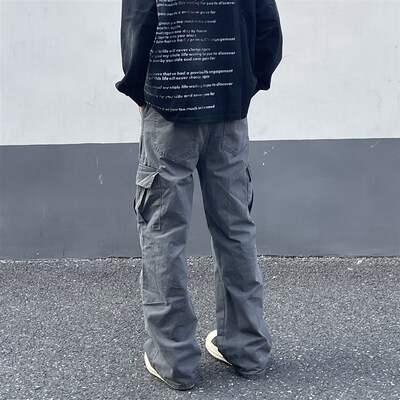 LEFT7 美式复古多口袋工装裤男女街头vibe硬R挺褶皱宽松休闲直筒