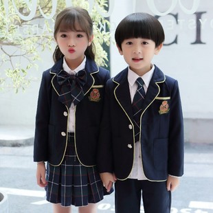 班服学院 幼儿园园服小学生校服春秋装 儿童英伦G风西装 套装 女韩版