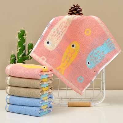 纯棉儿童洗脸毛巾柔软吸水不w掉毛婴幼儿园宝宝口水巾全棉毛巾挂