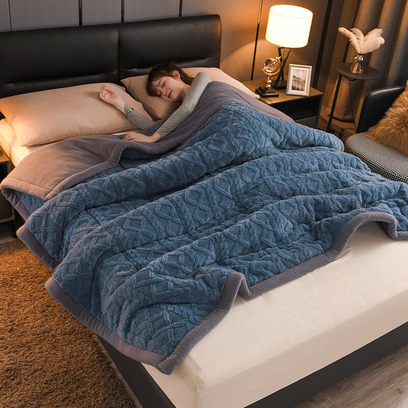 珊瑚绒毛毯冬季加厚盖毯塔芙绒毯子秋冬I办公室午睡毯羊羔绒冬被