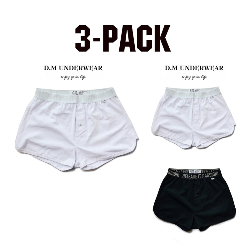 3条,男士阿罗裤男纯棉平角内裤宽松透气K居家短睡裤四角底裤头性