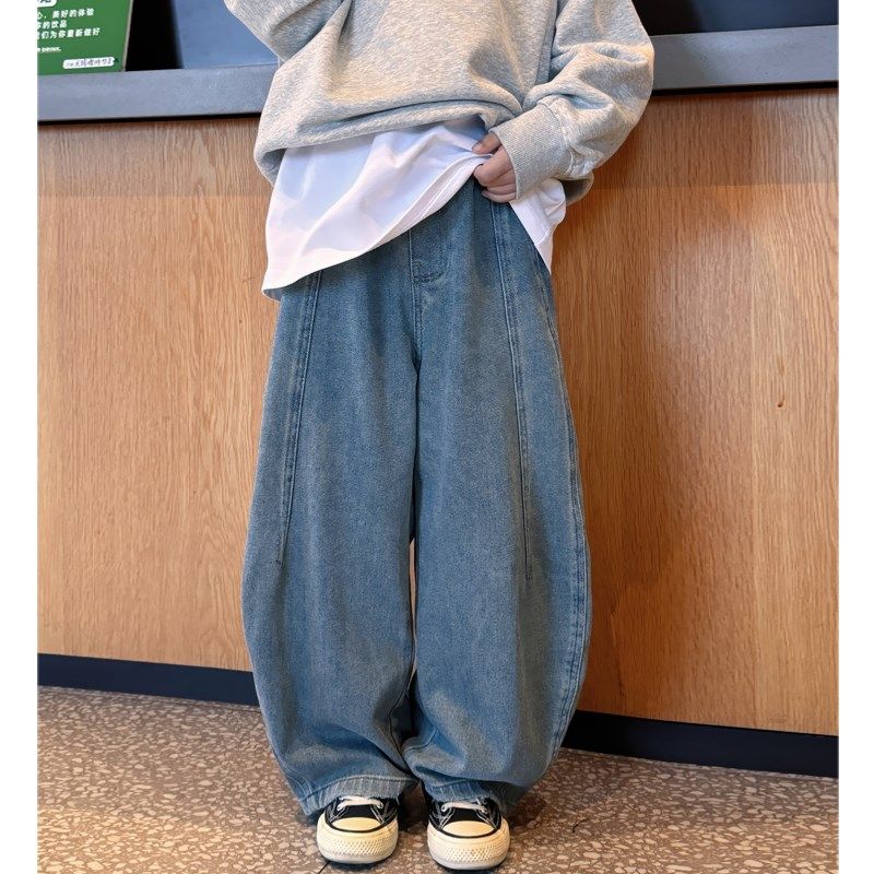 凯文家童装2025年春季新款男童中大童日系P工装裤儿童休闲弯刀裤