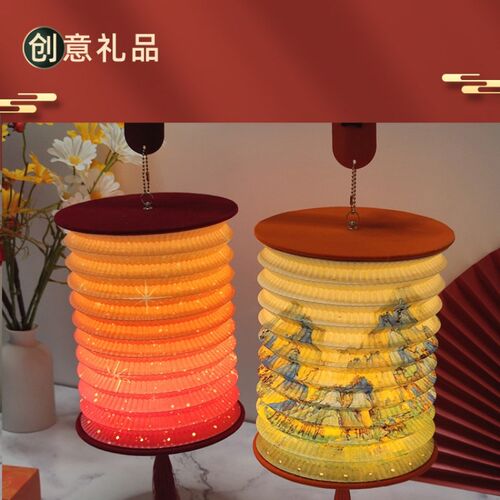 创意礼品 led充电手p提风琴灯笼磁吸折叠国风中秋节春节元宵节花