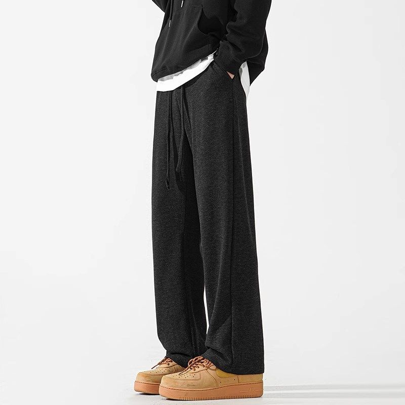深灰色阔腿卫裤男k款春秋慵懒松弛感宽松垂感糯米裤直筒显瘦长裤