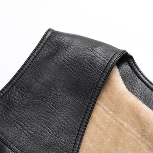 中老年皮马甲男秋冬加绒加厚爸爸冬装 皮衣背心保暖休闲.老人皮坎