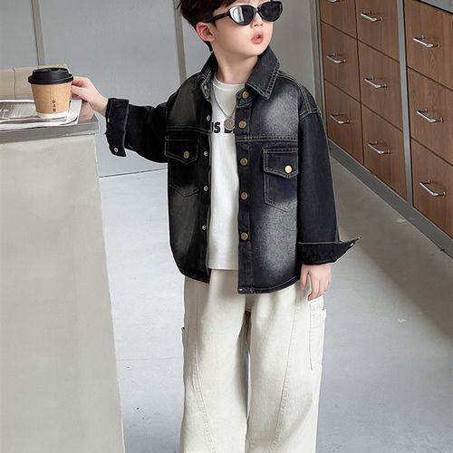 男童牛仔外套春秋j2025新款儿童洋气秋装男孩时髦秋季痞帅衬衣潮