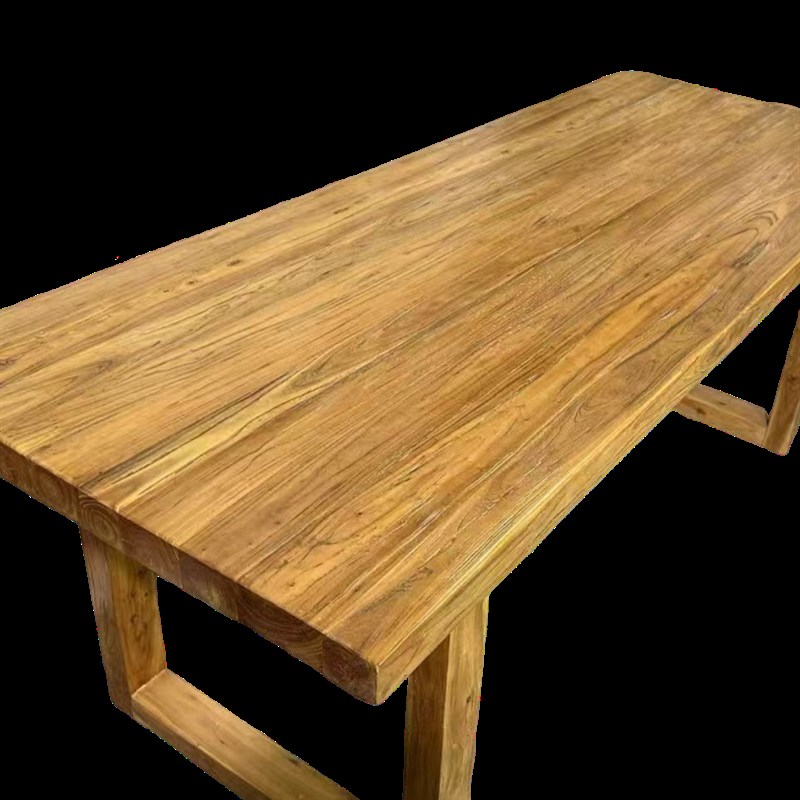 老榆木书桌桌子大板桌p饭店覆古茶桌餐桌老榆木定制餐厅简约吧台