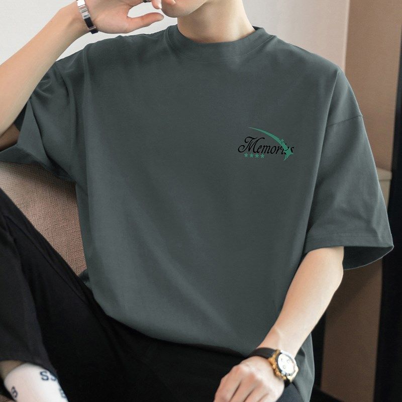 260g重磅美式纯棉短袖rt恤男夏季半袖圆领潮流印花上衣服宽松体恤