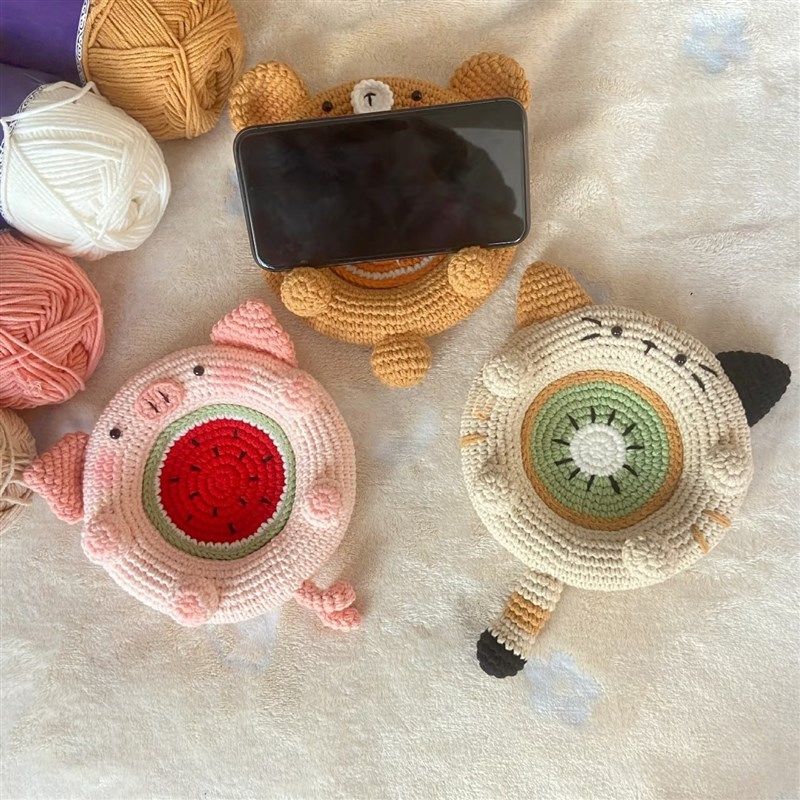 DIY手工小猫手机架毛线 线编织材料包创意水果杯U垫隔热垫桌面礼,服饰配件/皮带/帽子/围巾,DIY编织材料包,淘宝优惠券,粉丝福利购,淘宝优惠卷