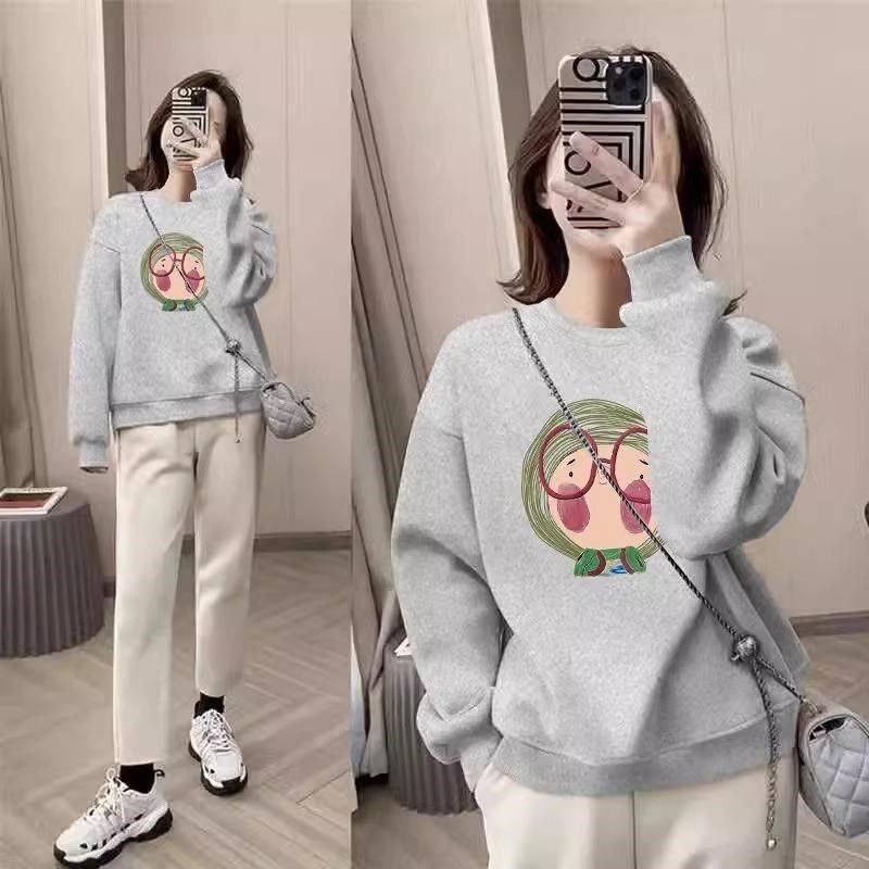 山东即墨纯棉卫衣女无帽洋气时尚上衣小个子加绒T加厚韩版百搭外