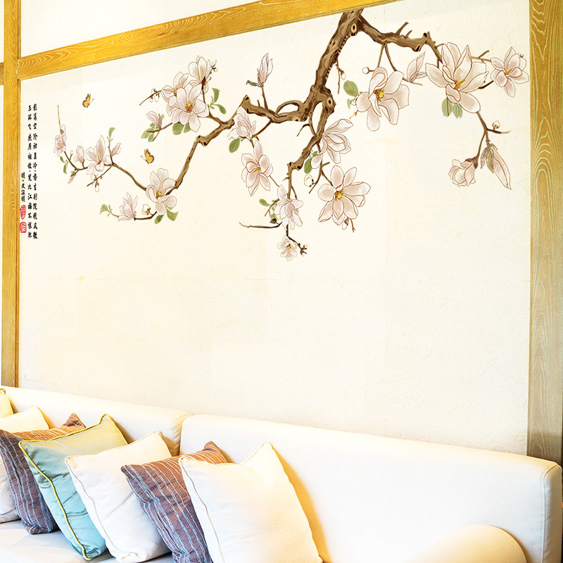 中国风古风客厅沙发电视背景x墙面装饰画贴纸自粘壁纸墙画创意贴