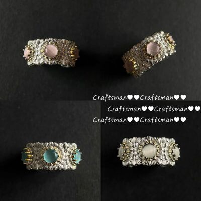 意大利重工轻奢小雏菊彩宝戒指