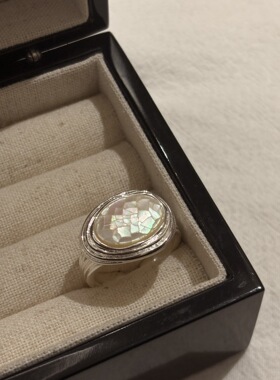 法式复古轻奢天然贝母女士戒指