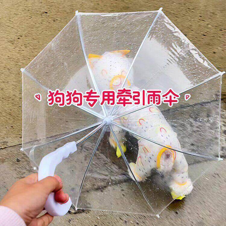 雨天遛狗神器！宠物雨伞狗狗专用雨伞小型犬泰迪比熊外出牵引绳款