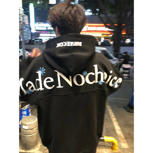 慵懒风上衣潮 百搭情侣款 街头美式 雪花字母刺绣连帽卫衣男秋冬新款