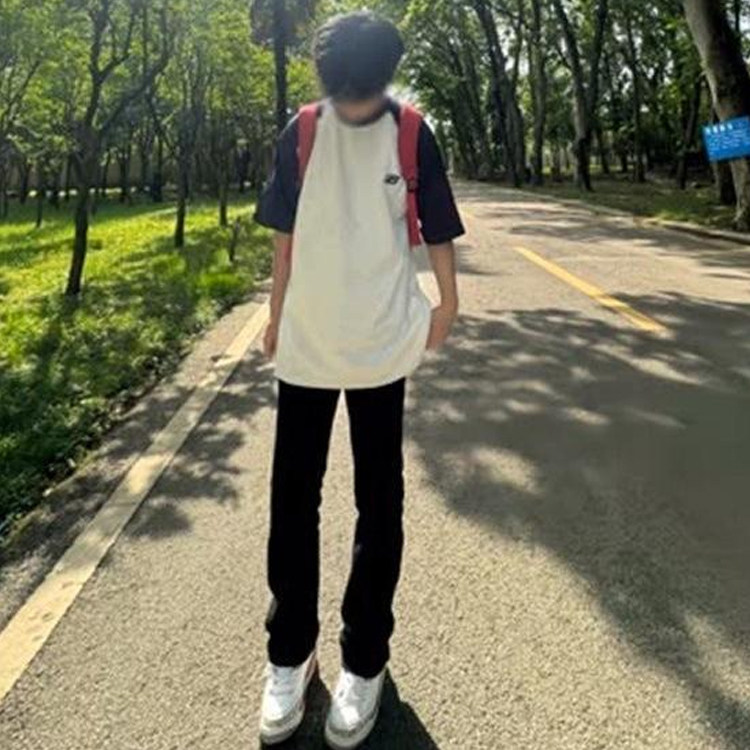 美式复古插肩短袖T恤男