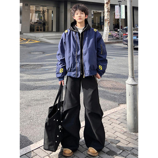 2025新款 加絨加厚高級(jí)感外套 復(fù)古字母刺繡飛行員夾克男秋冬款 美式