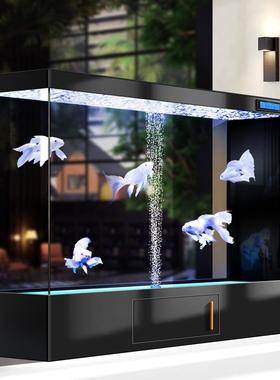 长方形鱼缸客厅大型超水白玻智璃屏风族YMF箱能金鱼缸环过滤循免