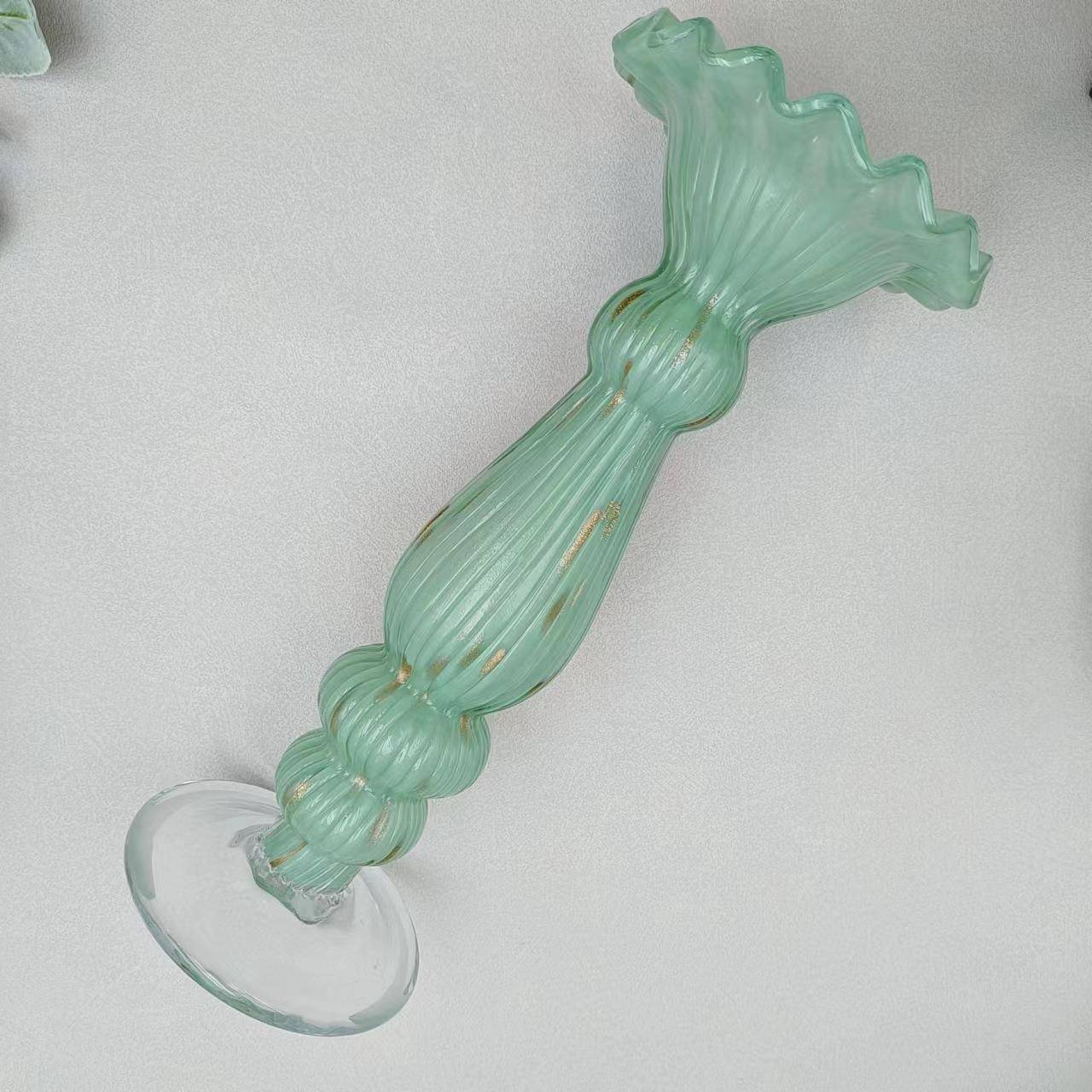 欧创意玻璃式花花瓶玻璃烛台客厅餐桌品019家居插工艺摆件