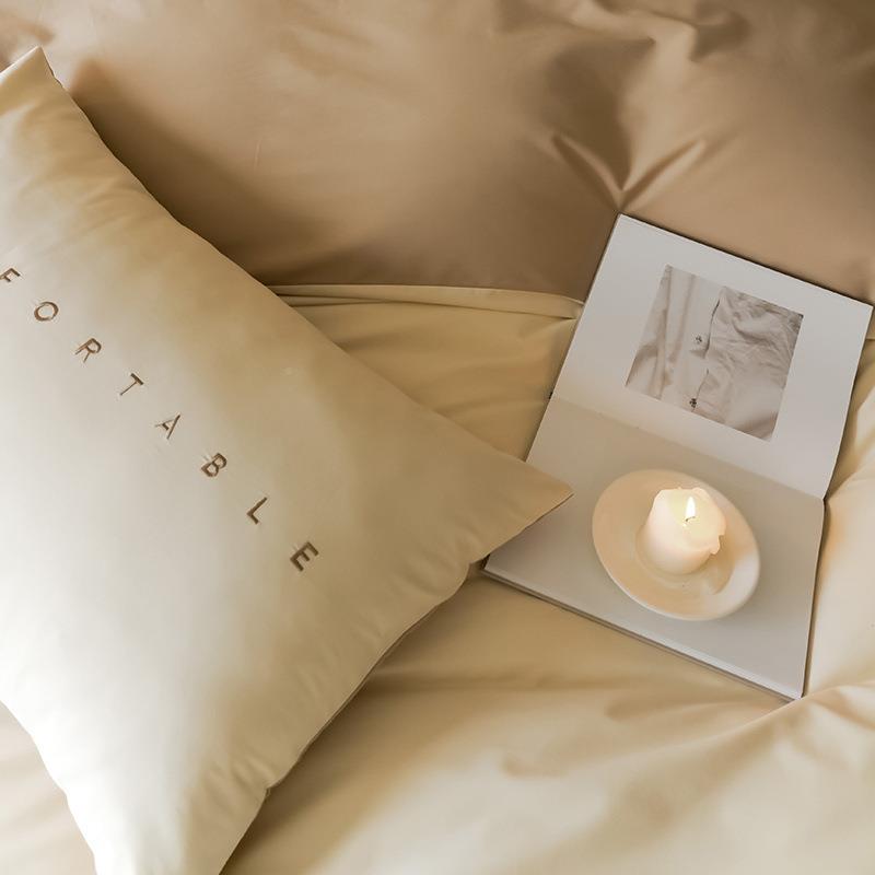 秋简A类10支BG磨毛全棉四件套约双拼0纯棉刺绣被套床冬笠床上用品