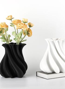 简约现代大口径不规瓶则扭曲纹路UYP花样板间客厅花器插花摆件饰