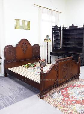 廷法式宫复古实木榫主卯雕单人床中古风1花PXJ.8米双人床美式卧大