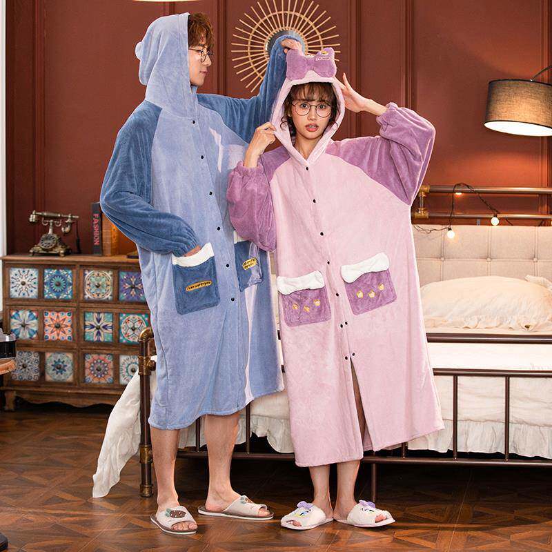 浴袍厚吸水速干加男儿冬童可穿可裹式MJT浴巾珊瑚绒情侣冬季款女