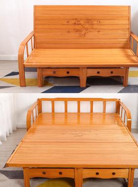 多功能木午休凉床公室VAX单人双简易竹床实M&折叠沙发床两办用人
