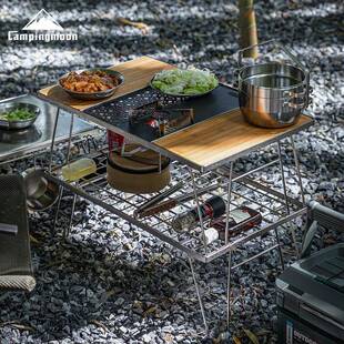 柯曼不锈钢户网桌茶桌置桌便携格桌外露营野餐烧烤FAR厨具网架物