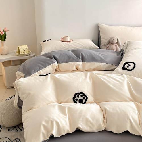 卡通毛巾绣纯棉四件套春季南通DYH纺床上家件40支全棉床三单被套