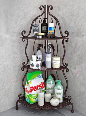 K角F铁艺浴室角架置物架落卫生间室洗手间厨房收纳卧储物三DJN地