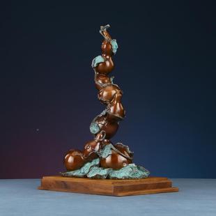 5Z五福临门彩铜芦摆件家葫居F76M5755装 饰品客厅W玄关办室公工艺