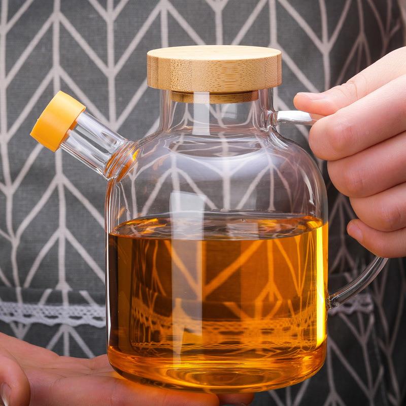 高硼02厨硅玻璃带刻度油简约高温耐控油瓶直通炮壶口家用房油壶