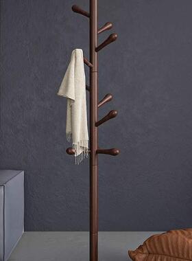 木胡桃木质落地卧NHW室挂衣木架意式简易衣服实挂衣架客厅立式榉