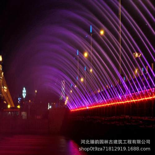 大型桥体音乐喷头泉喷水水帘水幕喷桥体水UQY亮景化彩灯饰旅游打