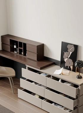 集所化制意式极简梳妆台斗柜一体室电视卧柜妆桌组合JWS床尾物收