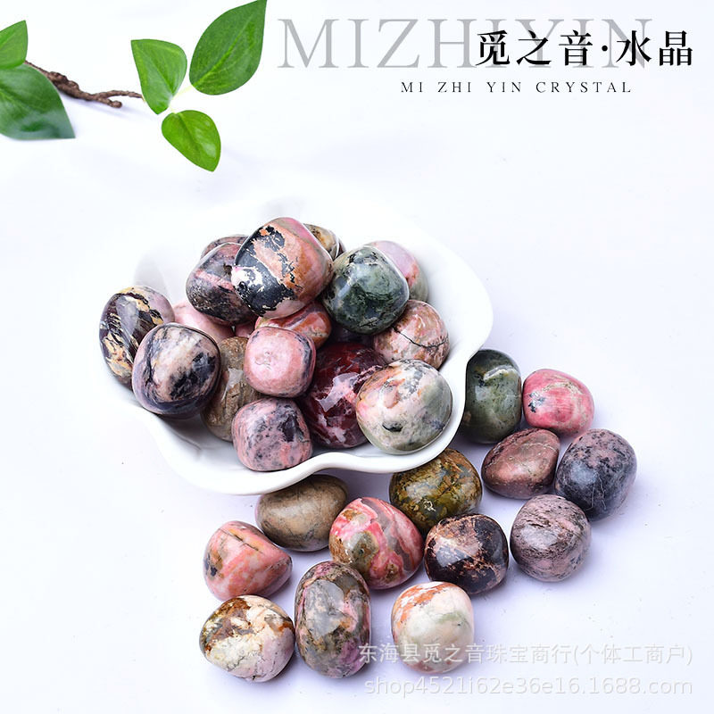 天然蔷薇辉滚石大颗粒摆件