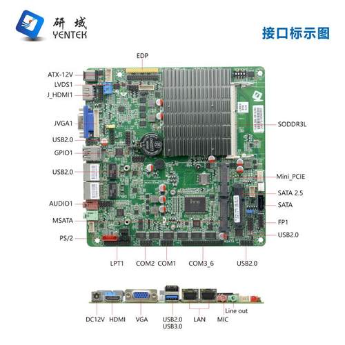 研域FVB工控B19工X控主0板J1900/0180双网口6串迷你IT工业一体机