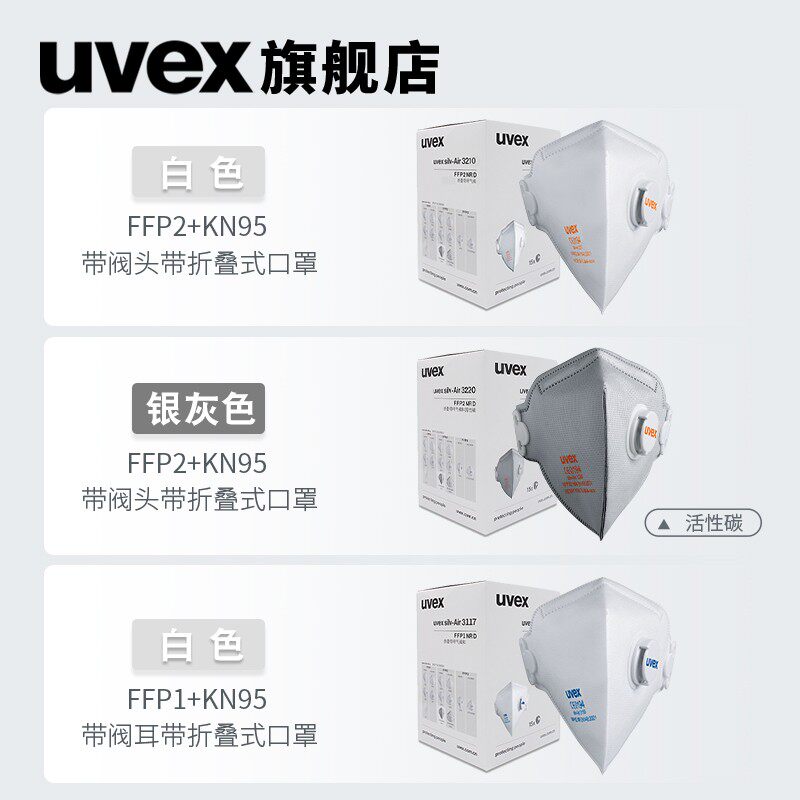 uvex口罩3210呼吸阀KN95防飞沫FFP2欧标透气防护防尘工业粉尘男女