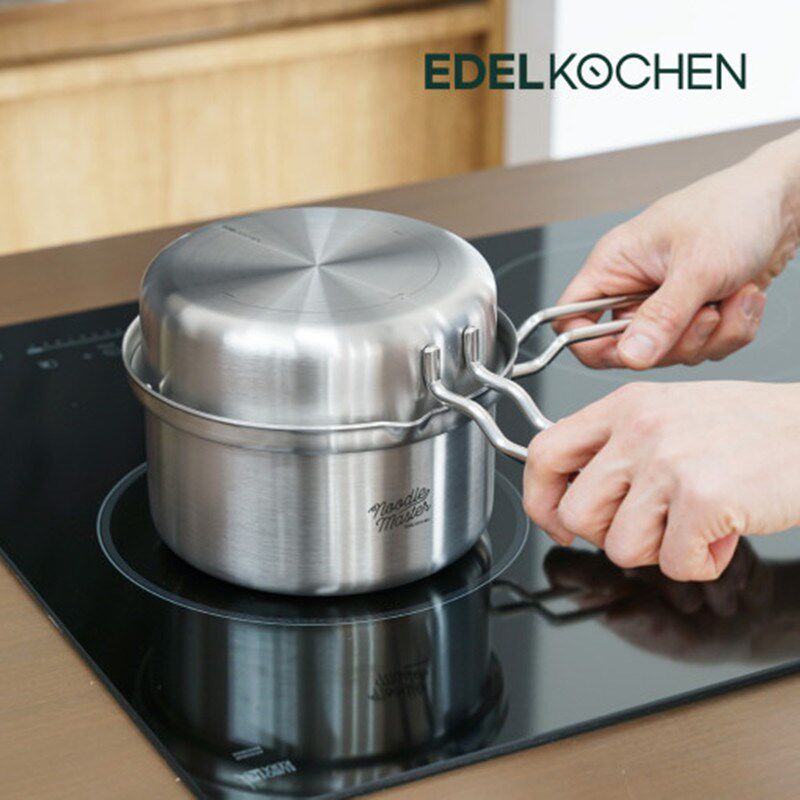 韩国edelkochen不锈钢户外套装锅16cm迷你煎锅汤锅辅食锅露营炊具