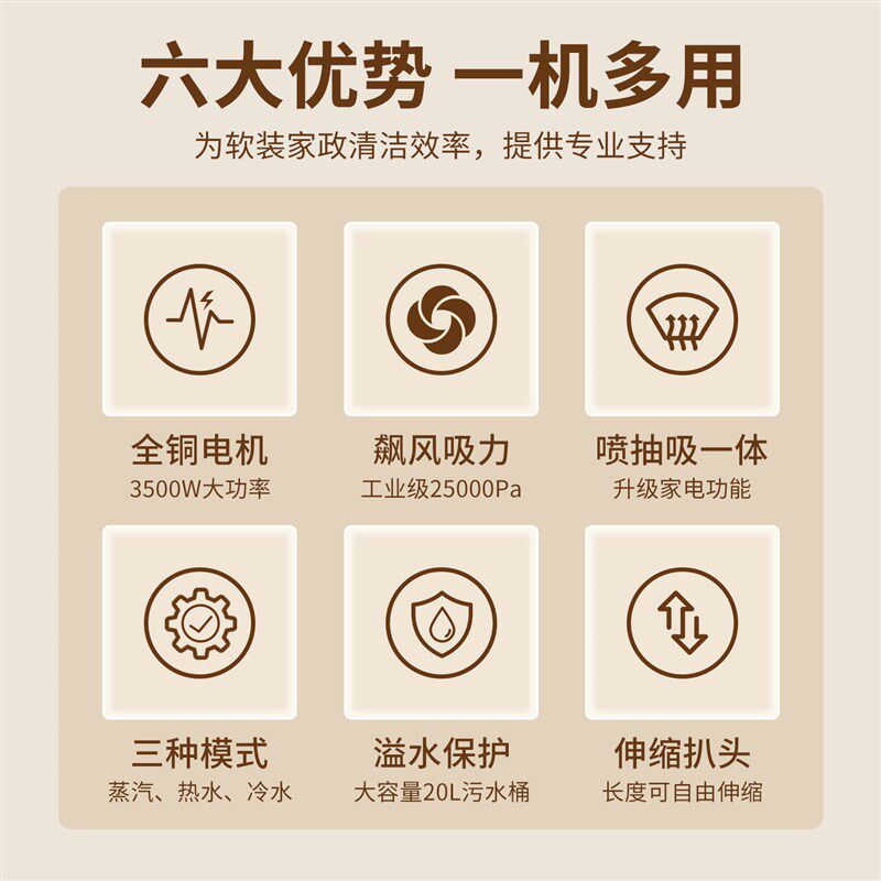 鑫技航家政软装布艺沙发座椅窗帘床垫高温蒸汽清洗机喷抽吸一体